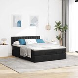  Otomanski krevet s madracem i LED crni 140x200 cm od tkanine Slike