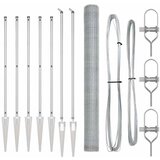 vidaXL Šesterokotna ograja 1.6x10 m, galvanizirano jeklo, Stebrički za ograjo s klinom 7 kos Ø32 mm 180 cm, galvanizirano jeklo | Shoptok.si
