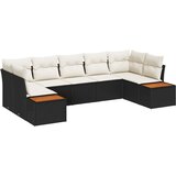  Set od 7 dijelova vrtnih kauča s jastučićima crni poli ratan akacija | shoptok.hr