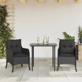 vidaXL 3-dijelni vrtni blagovaonski set s jastucima od poliratana crni | shoptok.hr
