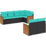  Vrtni set od 7 dijelova s jastucima, crni poliratan | shoptok.hr