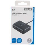 Deltaco USB-A hub 4x USB-A, , 5 Gbps, z dodatno vhodno močjo, ČRNA | Shoptok.si