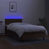  Box spring postelja z vzmetnico LED temno rjava 90x190 cm blago, (20789481) | Shoptok.si