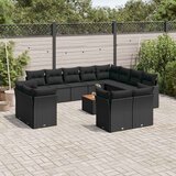  13-dijelni set vrtnih sofa s jastucima poliratan crni | shoptok.hr
