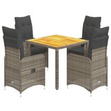 vidaXL 5-dijelni vrtni bistro set od poliratana s jastucima sivi | shoptok.hr