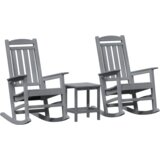  Set od 3 komada vrtnih lounge stolica svjetlosiva HDPE | shoptok.hr