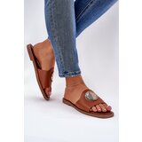 Boto Eco Leather Slippers On Flat Heel With Decoration Camel Tatereia | ePonuda.com
