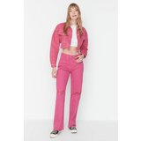 Trendyol Fuchsia Ripped Detailed High Waist Wide Leg Jeans | Shoptok.si