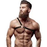 Fetish Submissive Attitude Eco Leather Crossed Shoulder Strap Harness Men Black
