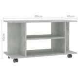 TV ormarić s kotačima boja betona 80x40x40 cm konstruirano drvo | shoptok.hr
