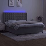  Box spring s madracem LED svjetlosivi 160x200 cm baršun | shoptok.hr