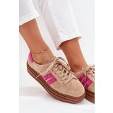 Boto Women's Platform Sneakers Made Of Natural Suede Beige-Pink Eldira | Shoptok.si