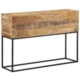 vidaXL Konzolna mizica 110x30x75 cm trd neobdelan mangov les in železo | Shoptok.si