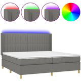 Maison Chic Box spring postelja - Vzmetna postelja z vzmetnico LED temno siva 200x200 cm blago SL8865, (21908301) | Shoptok.si