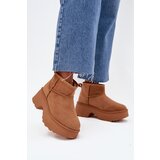 Boto Ladies Low Slip On Insulated Snow Boots With Fur Camel Mavelle | Shoptok.si