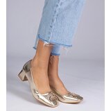 Gemre Golden low-heeled pumps with rhinestones Cahes | Shoptok.si