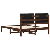  Krevetni okvir s tapiciranim uzglavljem Tamno smeđa i crna - tamno smeđa i crna 140 x 200 cm | shoptok.hr