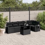  7-dijelni set vrtnih sofa od poliratana s jastucima crni Crna 100 x 55 x 73 cm | shoptok.hr