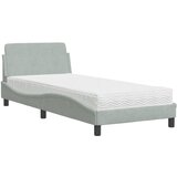  Krevet s madracem Dover svjetlosivi 90x190 cm baršunasti | shoptok.hr