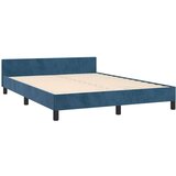  Posteljni okvir z vzglavjem temno moder 140x190 cm žamet, (20902684) | Shoptok.si