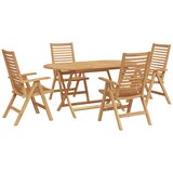  Vrtni set za objed 5 kom. Smeđa Čvrsto teak drvo | shoptok.hr
