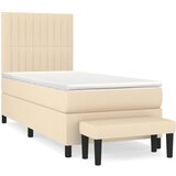  Okvir kreveta s oprugama i madrac krem 80x200 cm od tkanine | shoptok.hr