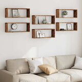  Zidne kockaste police 6 kom Staro drvo 60x15x23 cm | shoptok.hr