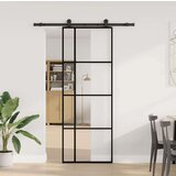 vidaXL Drsna vrata z opremo 76x205 cm ESG steklo in aluminij | Shoptok.si