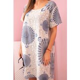Kesi Włoski Women's cotton dress with oriental pattern beige | shoptok.hr
