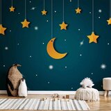  Foto tapeta - Skyline - turquoise night sky landscape with stars for children 196x140 Samoljepljiva | shoptok.hr