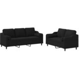 2-dijelni set sofa s jastucima crni od tkanine | shoptok.hr