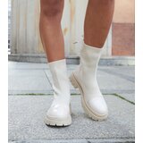 Gemre Beige sock-varnished ankle boots Albertina | Shoptok.si