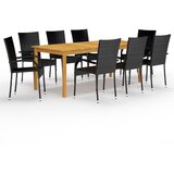  9-dijelni vrtni blagovaonski set crni Cijene