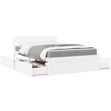 vidaXL Postelja s predali in vzmetnico bela 120x190 cm trdna borovina | Shoptok.si