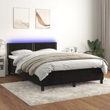 vidaXL Box spring postelja z vzmetnico LED črna 140x190 cm žamet Cene