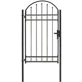 vidaXL Vrata za ograjo zaobljena jeklo 100x175 cm črna | Shoptok.si