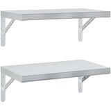 vidaXL Stenske police 2 kosa 50x30 cm srebrna nerjaveče jeklo, (21326887) | Shoptok.si