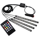  4x glasbena led rgb svetilka za osvetlitev notranjosti vozil 12V + daljinski upravljalnik Cene