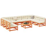 vidaXL 10-dijelni set vrtnih sofa s jastucima voštano smeđi borovine | shoptok.hr