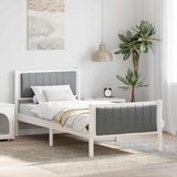 vidaXL Kovinska posteljna konstrukcija Bela in svetlo siva 90 x 190 cm | Shoptok.si