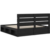 Konstrukcija postelje Črna 200 x 200 cm Masivno borovo les, (5000102775) | Shoptok.si
