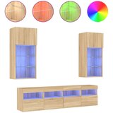vidaXL 5-dijelni zidni TV elementi s LED svjetlima boja hrasta drveni | shoptok.hr