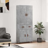 vidaXL Visoka komoda betonsko siva 69,5x34x180 cm inženirski les | Shoptok.si