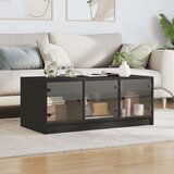 vidaXL Klubska mizica s steklenimi vrati črna 102x50x42 cm | Shoptok.si