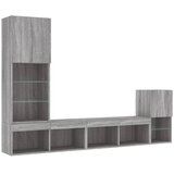  4-dijelni zidni TV elementi s LED svjetlima boja sivog hrasta | shoptok.hr