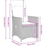 vidaXL 7-delni set za zunanjo jedilnico z blazinami siva poliratan | Shoptok.si
