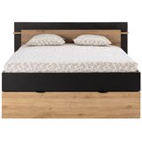 Marckeric Crni/u prirodnoj boji bračni krevet u dekoru hrasta s prostorom za odlaganje bez podnice 160x200 cm Albo – | shoptok.hr