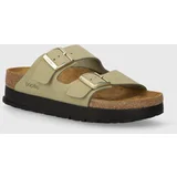 Birkenstock Natikači iz nubuka Arizona Platform Flex x Papillio zelena barva, 1026971