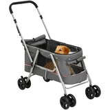  Sklopiva kolica za pse siva 100 x 49 x 96 cm od lanene tkanine | Eponuda.com