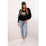 Kesi Women's blouse with v-neck and embroidered flower black | shoptok.hr